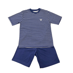 PIJAMA CORTO HOMBRE LISTADO AZUL