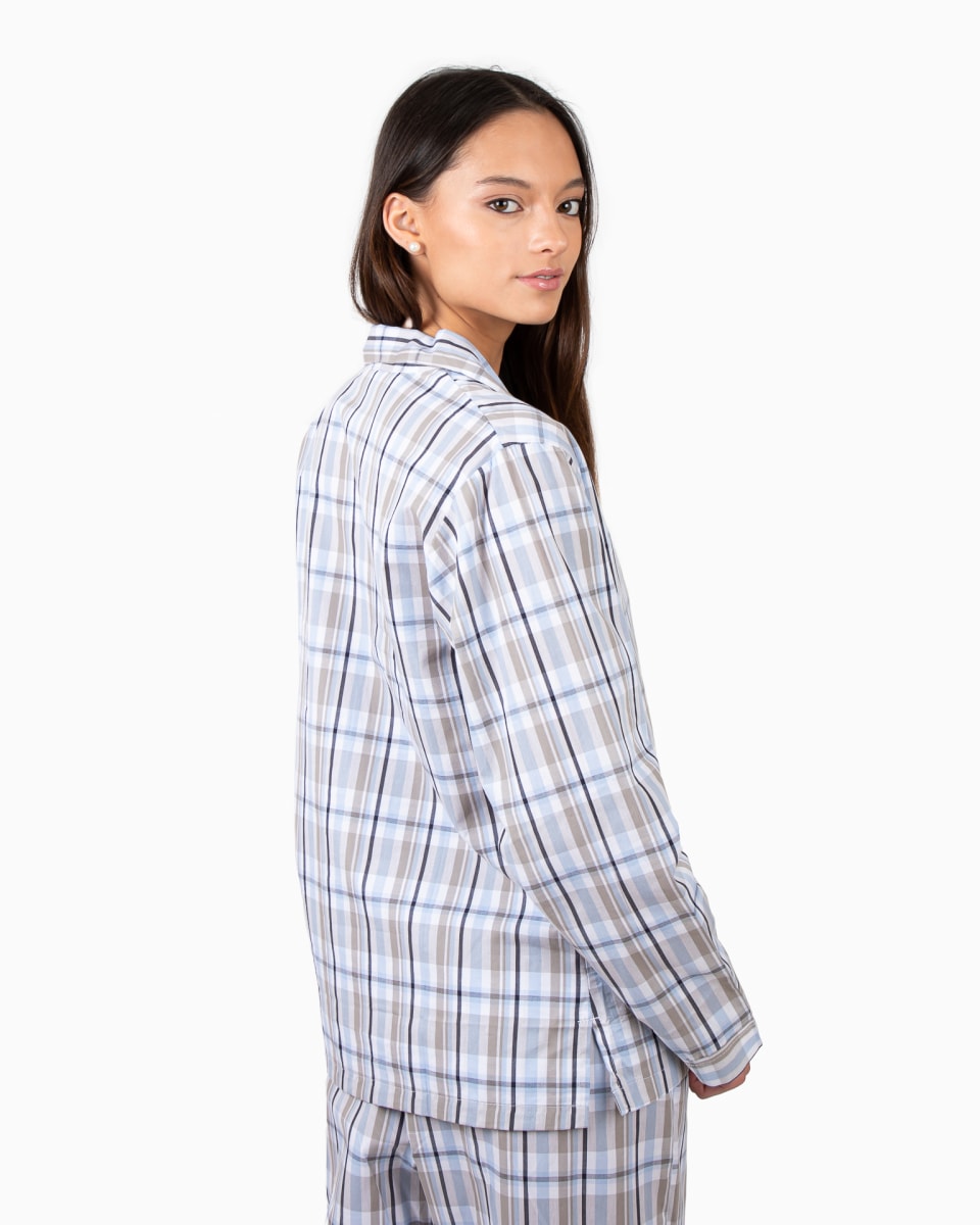 PIJAMA CLÁSICO ABOTONADO CUADRILLE CELESTE3
