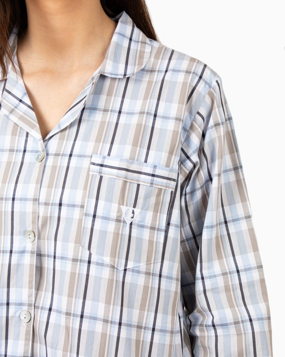 PIJAMA CLÁSICO ABOTONADO CUADRILLE CELESTE4