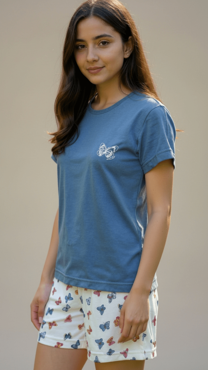 PIJAMA CORTO MUJER 2/PZAS. MARIPOSAS1