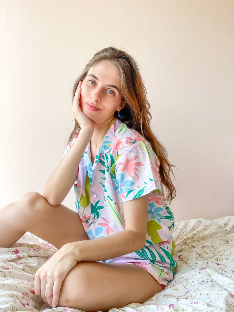 PIJAMA CORTO MUJER PALMERAS1