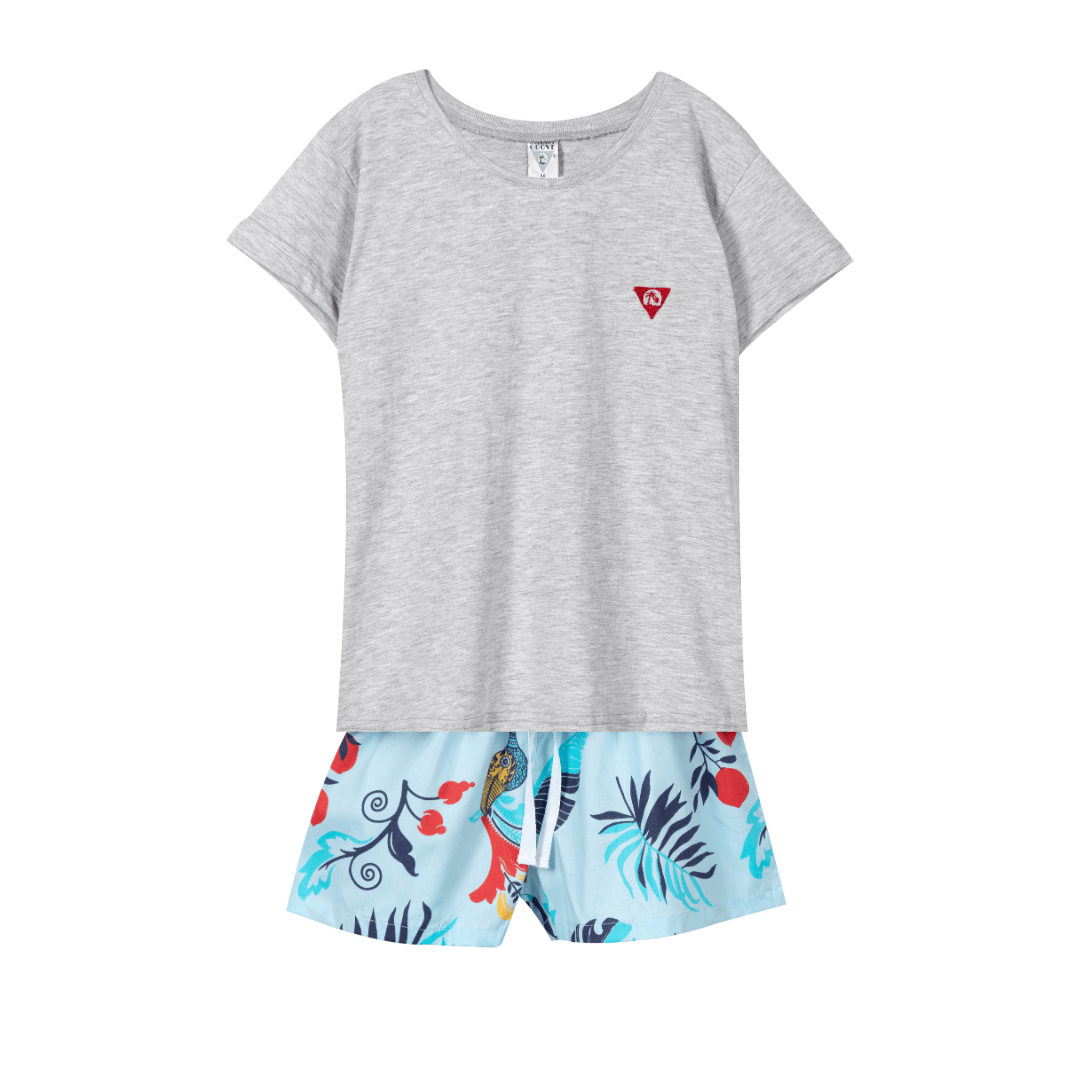 PIJAMA CORTO PAVO REAL/GRIS1