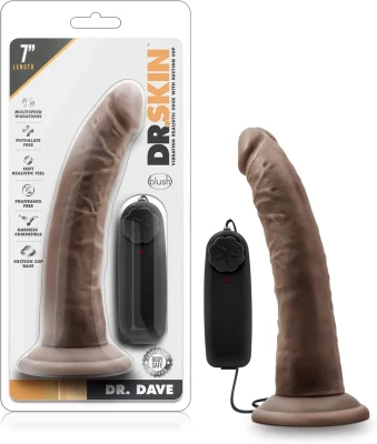 DR SKIN DR DAVE VIBE COCK W/SUCTION CHOC1