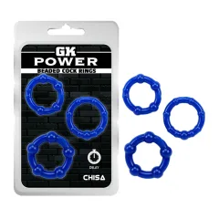 Beaded Cock Rings-Blue
