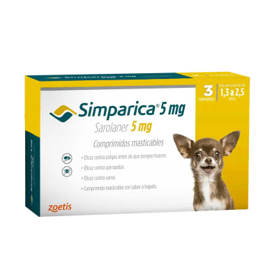 Simparica 5 Mg 1.3 - 2.5 Kg 3 Comprimidos