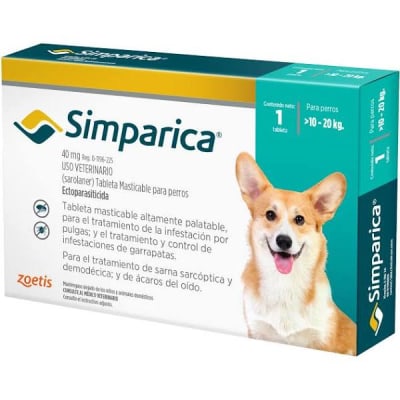 Simparica 40 Mg 10.1 - 20 Kg 1 Comprimidos