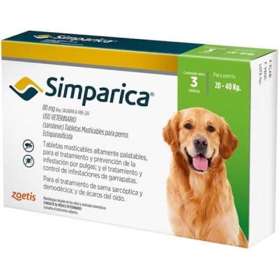 Simparica 80 Mg 20.1- 40 Kg 3 Comprimidos