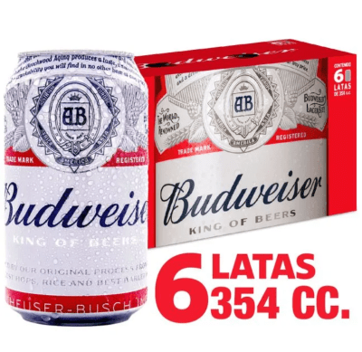 PACK BUDWEISER LATA 354 CC X 6 UNID