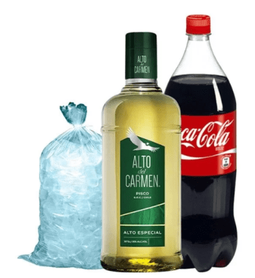 ALTO DEL CARMEN 35° 1.0 LT + COCA COLA 1.5 LT DES + HIELO