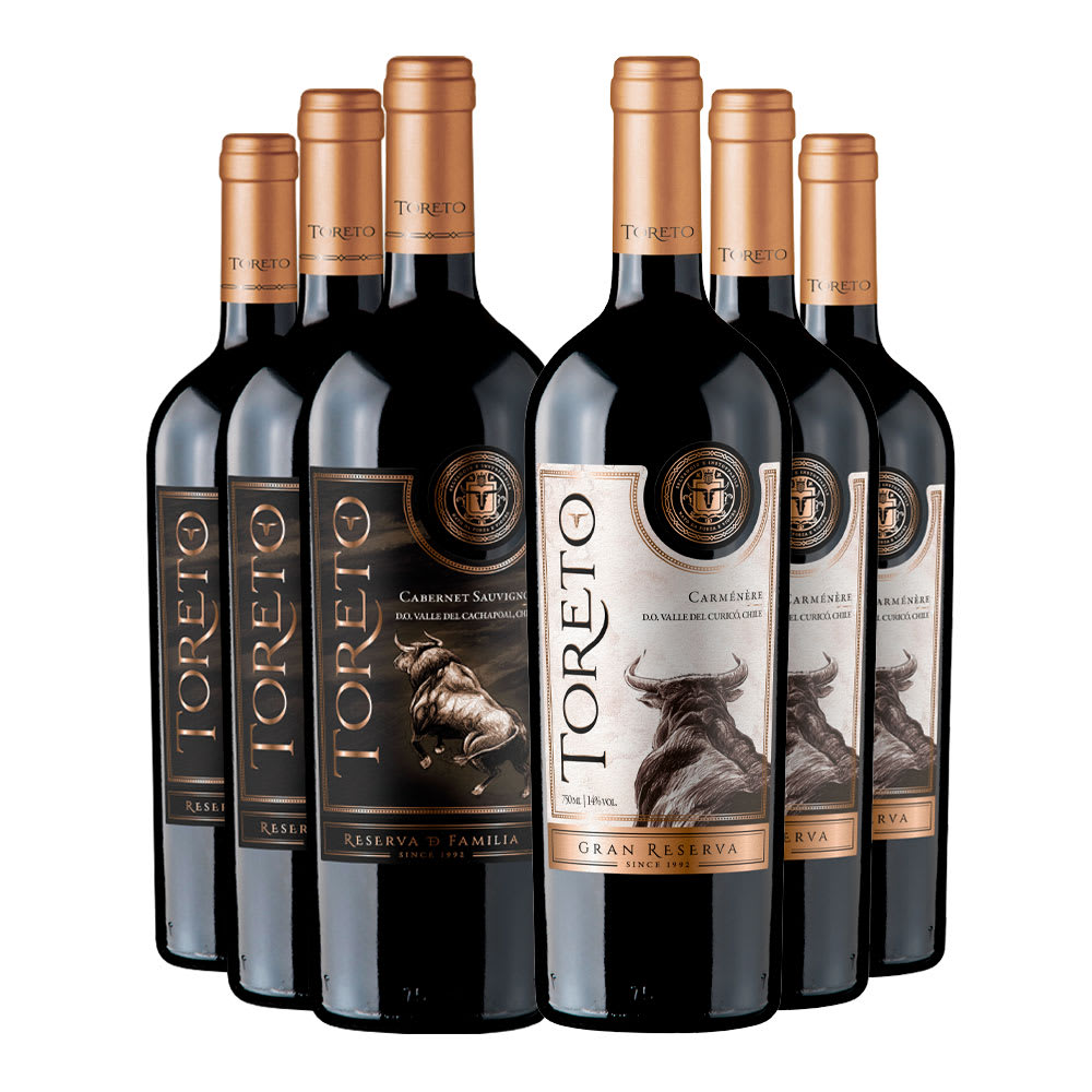 6 Vinos Golazo Toreto: 3 Gran Rva Flia CS + 3 G. Rva CA1