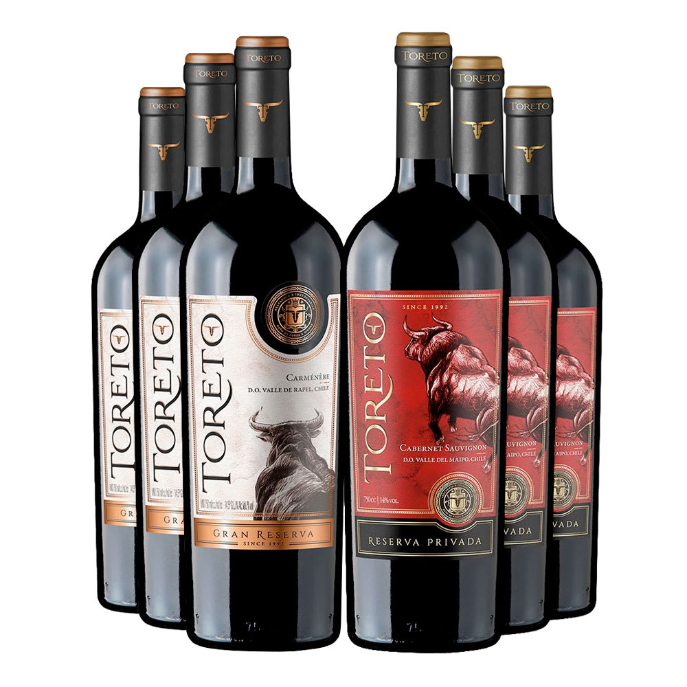 Vinos Parrillero Toreto: 3 Toreto G Rva Ca + 3 Toreto Rva CS1