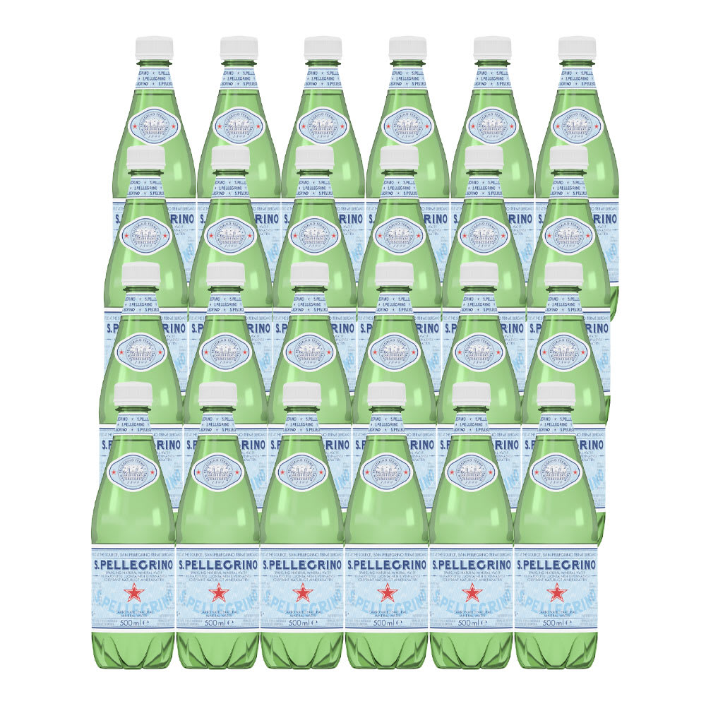 24 Aguas San Pellegrino x 500 ml con gas (plastica)1