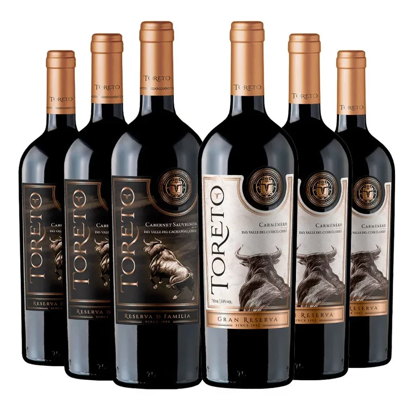 6 Vinos Golazo Toreto: 3 Gran Rva Flia CS + 3 G. Rva CA2