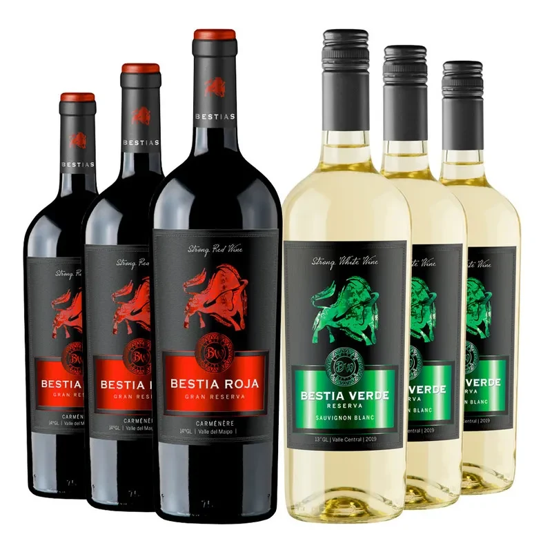 Vinos Mix Bestias: 3 B Roja Gran Reserva CA + 3 B VERDE Reserva SB1