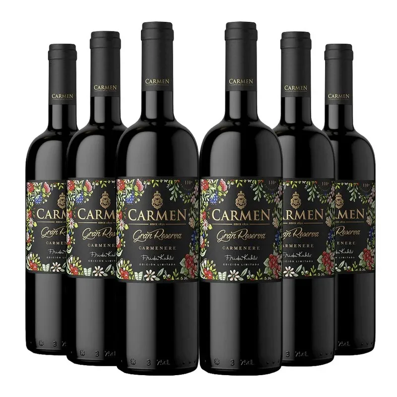 6 Vinos Carmen Gran Reserva, Frida Kahlo, Carmenere1