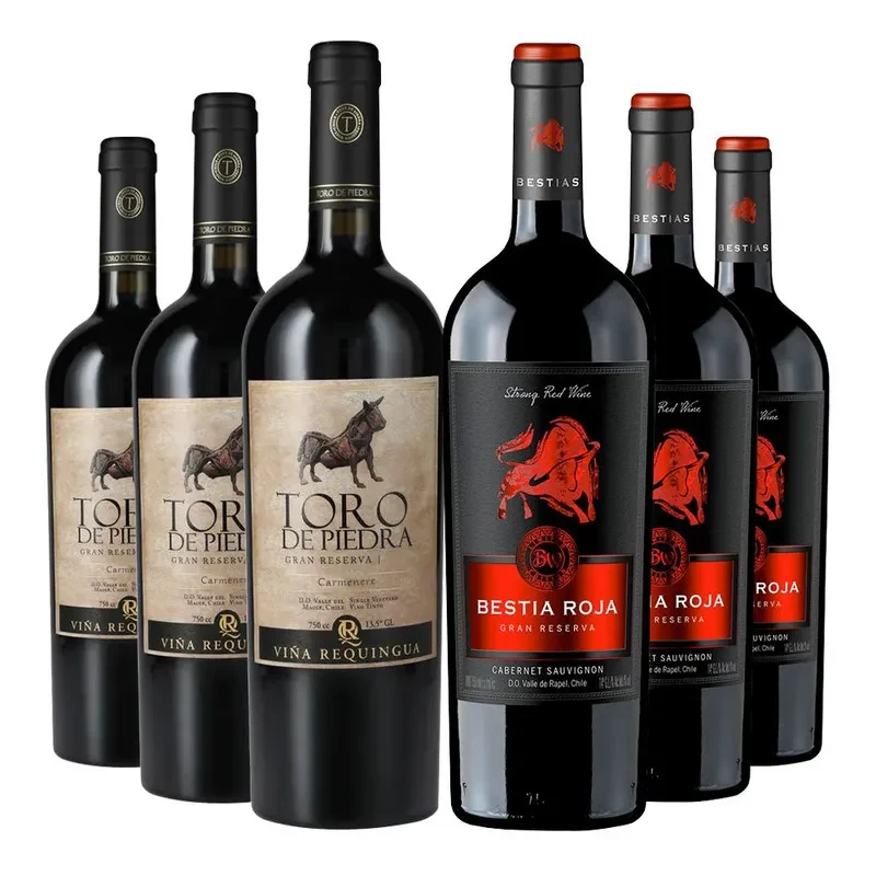 6 Vinos Pack Parrillero: Toro Piedra Carmenere + Bestia Roja C. Sauvignon2