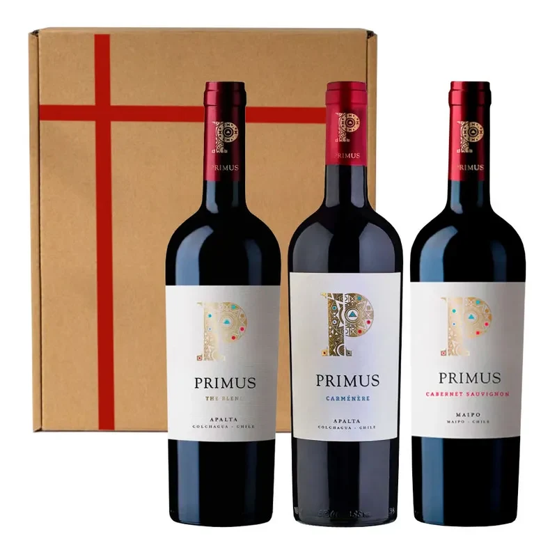 3 Vinos Primus Cabernet Sauvignon, Carmenere, Ensamblaje