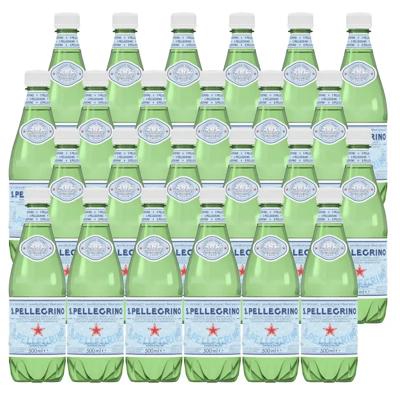 24 Aguas San Pellegrino x 500 ml con gas (plastica)
