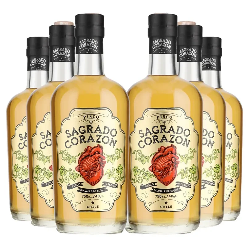 6 Piscos Sagrado Corazon Reservado 40º, Elqui