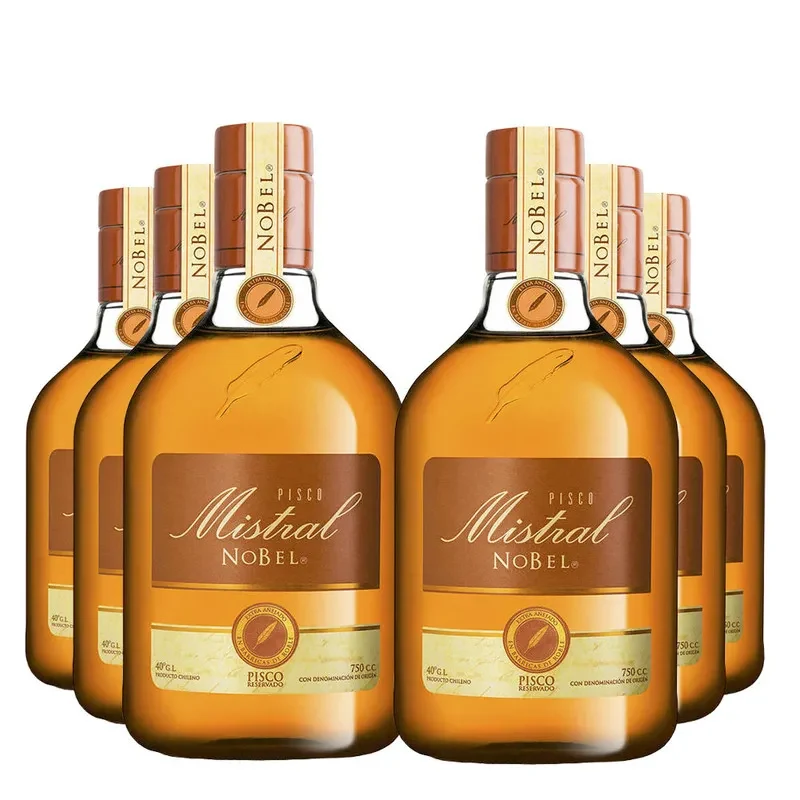 6 Piscos Mistral Nobel Dorado, Elqui