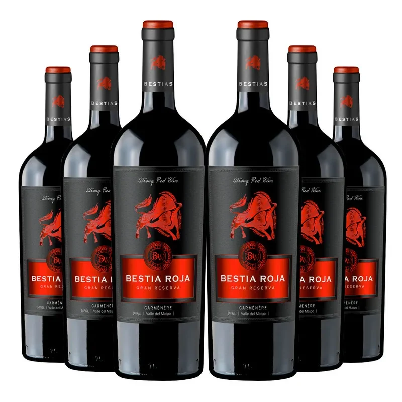 6 Vinos Bestia Roja Carmenere