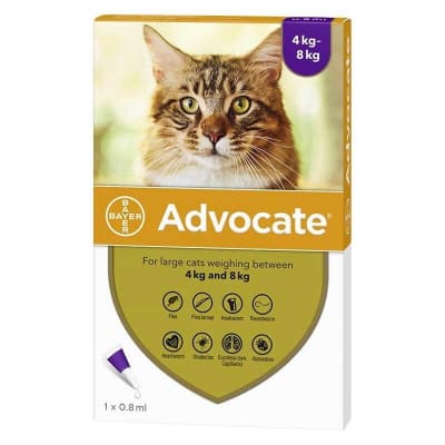 Advocate Para Gatos 4 - 8 kg Antiparasitario Pipeta 0,8 ml Interno y Externo