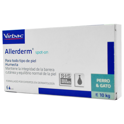 Allerderm Spot-on Hasta 10 Kilos 6 pipetas 2 ml Allerderm Spot-on Hasta 10 Kilos 6 pipetas 2 ml