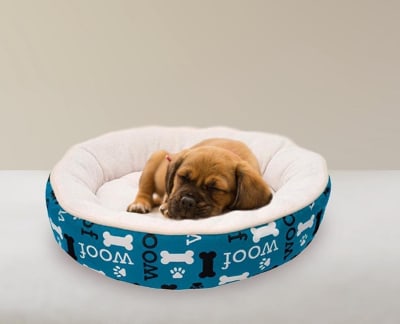 Cama Para Perro Redonda Woof Azul Dreamwell  53 cm