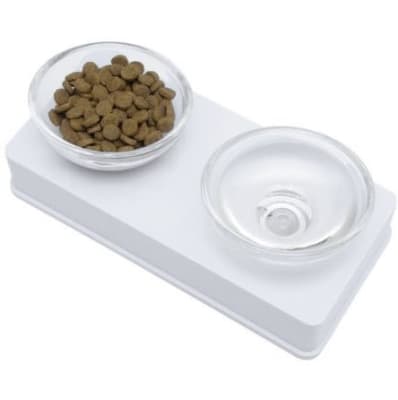Catit Home comedero doble elevado de Vidrio para gato plato vidrio