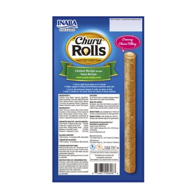 Inaba Churu Rolls Chicken Wraps Tuna Recipe For Cats 4 Tubos 40 gr