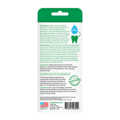 Tropiclean Oral Care Gel  Clean Teeth Peanut Butter Para Perros 118 ml