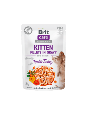 Brit care Pouch Fillets In Gravy Kitten With tender turkey 85 g
