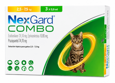 NexGard Combo  x 3 Pipetas Para Gatos 2,5 a 7,5 Kg