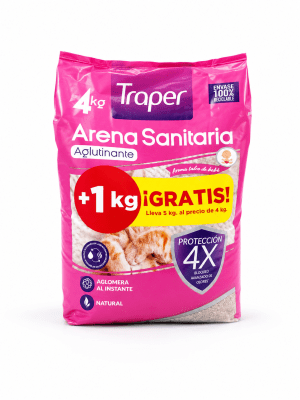 Arena Sanitaria Traper Aglutinante Aroma Talco de Bebe 4 kg