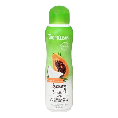TropiClean Shampoo y Acondicionador Para Perros y Gatos Luxury 2-in-1 Papaya & Coconut 592 ml