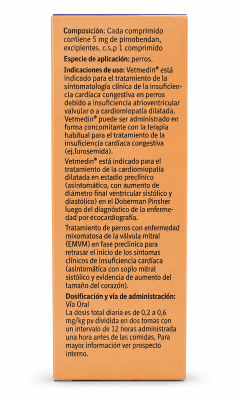 Vetmedin 5 mg Pimobendan para Perros 50 Comprimidos Masticables