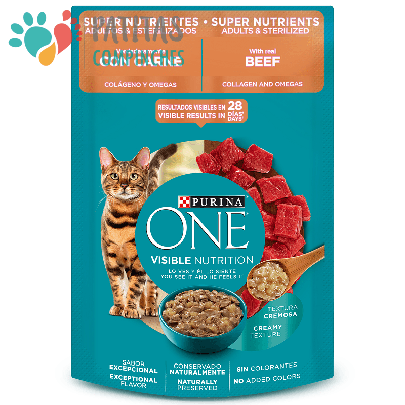 One Cat Pouch Super Nutrientes 85g. | Carne1