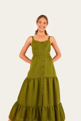 VESTIDO MIDI BOTOES ALCA LARGA VESTIDO MIDI BOTOES ALCA LARGA