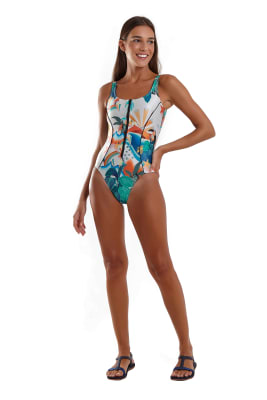 TRAJE DE BAÑO ZIPER TROPICAL MESS TRAJE DE BAÑO ZIPER TROPICAL MESS