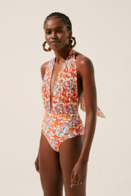 TRAJE DE BAÑO FRENTE UNICA FLORAL IKAT TRAJE DE BAÑO FRENTE UNICA FLORAL IKAT
