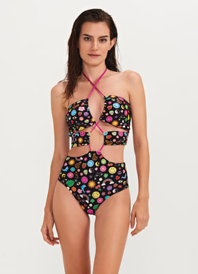 TRAJE DE BAÑO ALINE STICKERS SMILEY TRAJE DE BAÑO ALINE STICKERS SMILEY