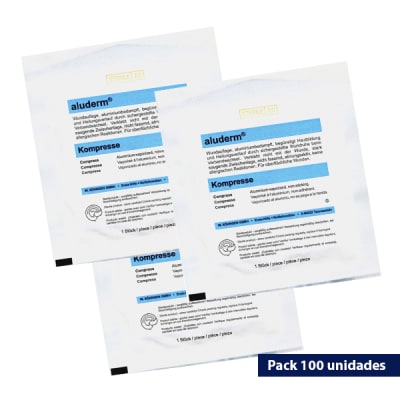 Compresa de gasa Aluderm  20X20 CM  - esteril duracion 20 años - PACK 100 unidades