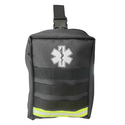 Bolso de pierna o Muslera Negro / banda reflectante / Insignia Cruz de la Vida