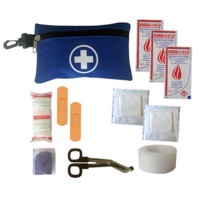 Botiquín 1eros auxilios con mosqueton - estampado Cruz con insumos1