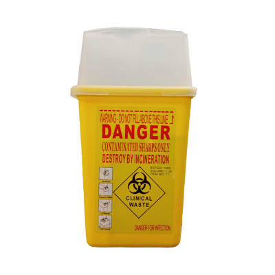 Contenedor de Objetos Cortopunzantes - Amarillo 11x9.5x19cm