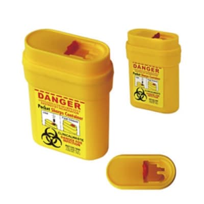 Contenedor de objetos cortopunzantes - amarillo 7.6*3.8*10cm