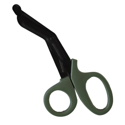 Tijera de extricacion punta de pato 19cm - mango verde militar - No autoclave