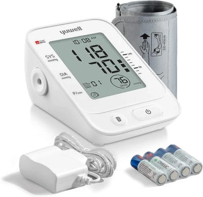Monitor digital de presion de brazo YUWELL modelo YE660E con funcion de voz – incluye 4 baterias AA1