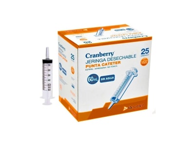 Jeringa Alimentación Desechable Cranberry  60ml cjx25