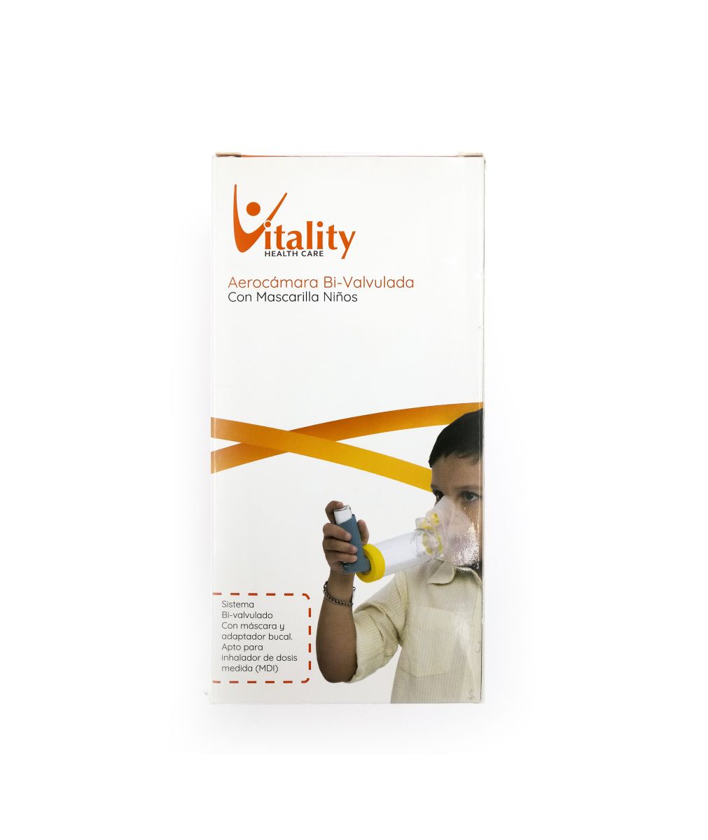 Aero cámara Vitality Bi- Valvulada c/ Mascarilla Pediátrica1